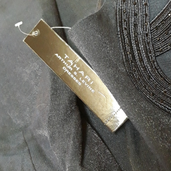 Tahari navy blue dress 12 beautiful ribbon wave beachy beach bust details - Picture 4 of 8